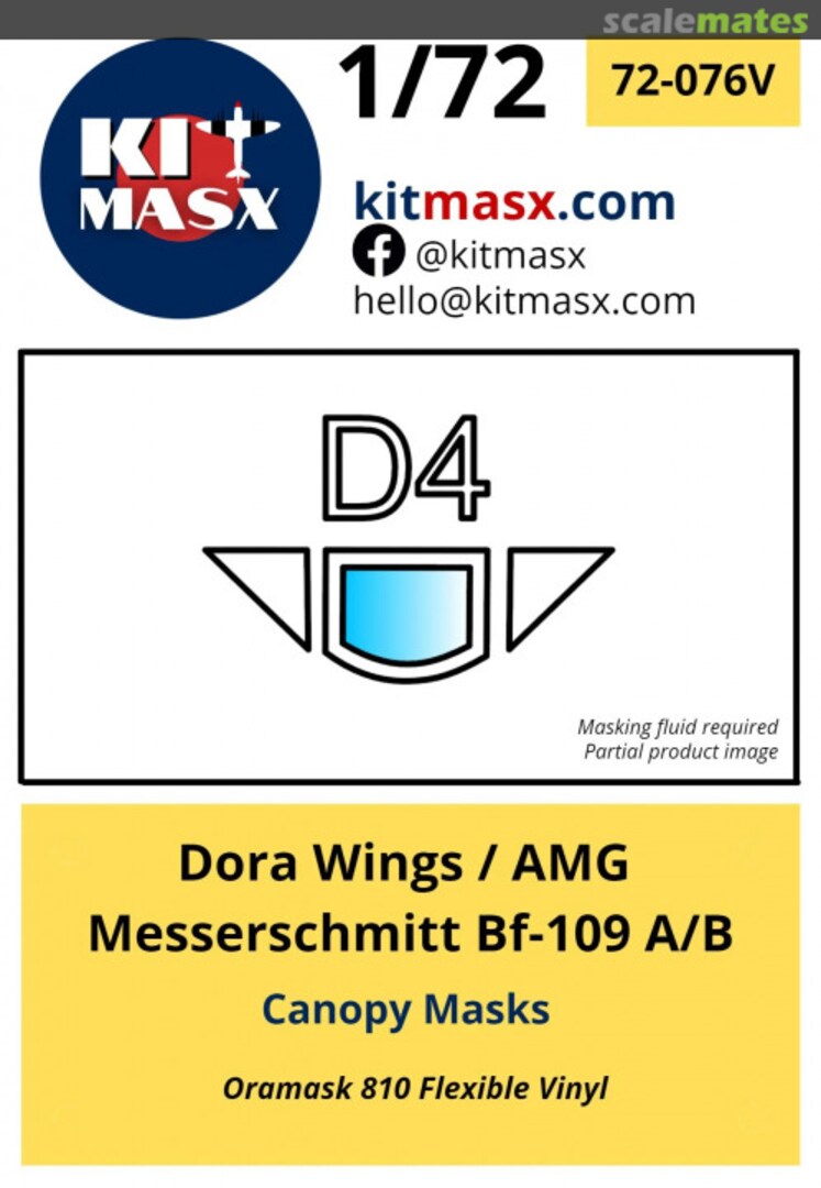 Boxart Messerschmitt Bf 109 A/B Canopy Masks 72-076V Kit Masx