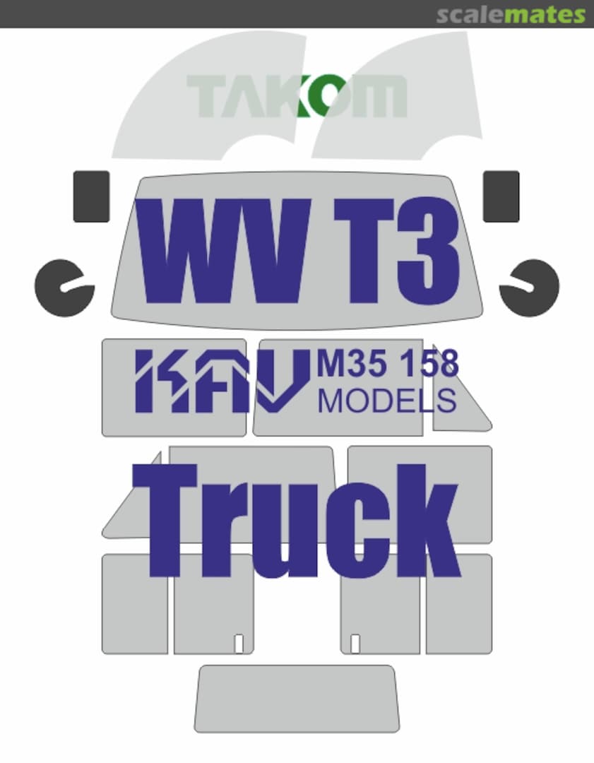 Boxart WV Т3 Transporter Truck paint mask (Takom) KAV M35 158 KAV models