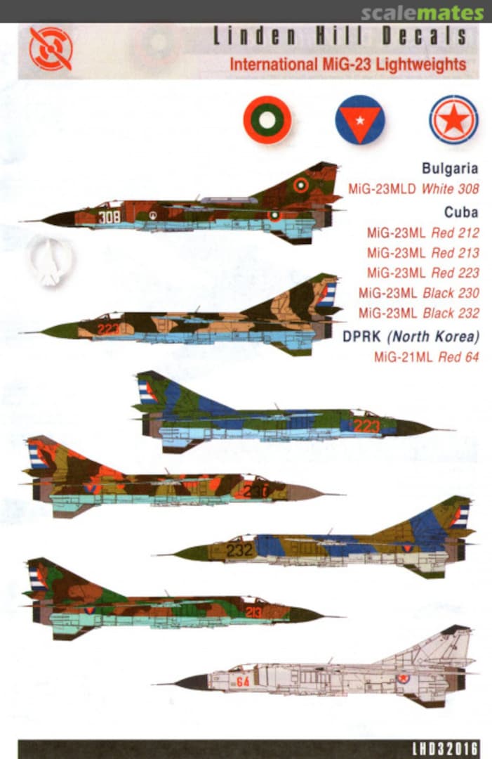 Boxart MiG-23ML Flogger-G/ MiG-23MLD Flogger-K International LHD32016 Linden Hill Decals