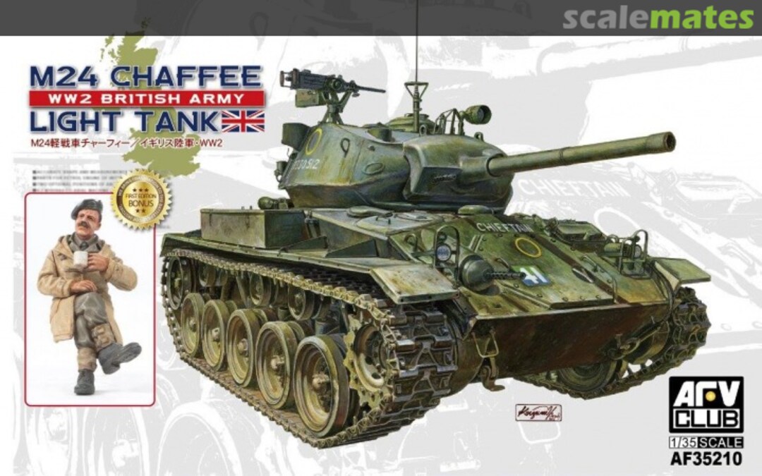 Boxart M24 Chaffee Light Tank WW2 British Army AF35210 AFV Club