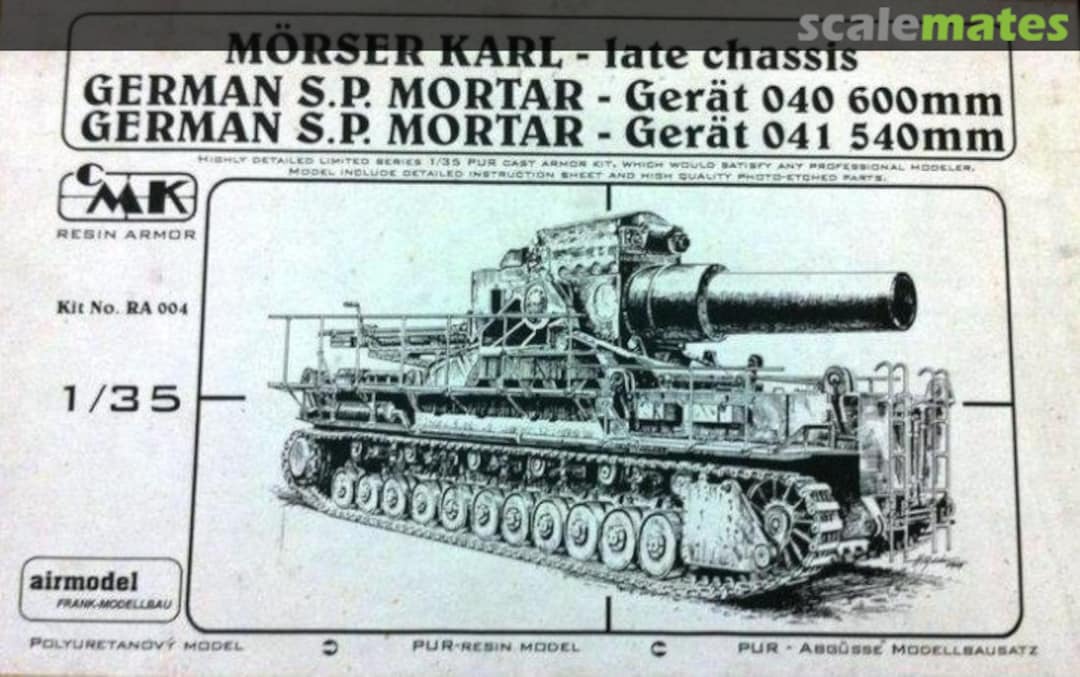 Boxart Karl Mörser Gerät 040/041 (late chassis) RA004 Resin Armor