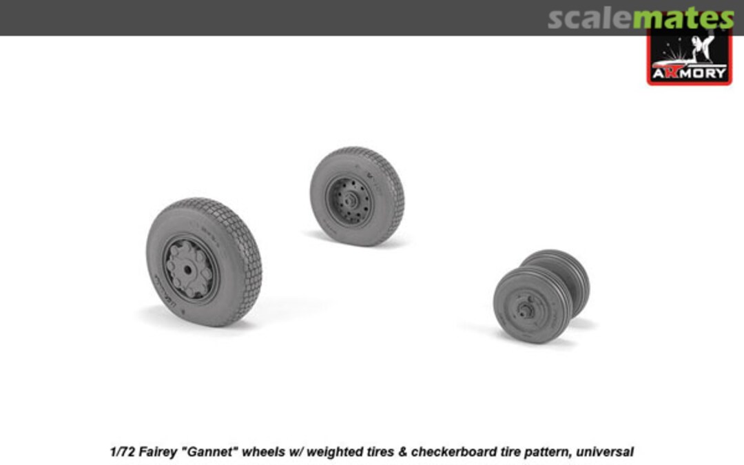 Boxart Fairey Gannet late type wheels w/ weighted tires of checkerboard tire pattern AW72413 Armory