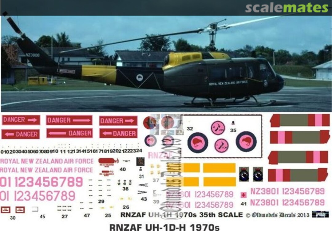 Boxart RNZAF UH-1D/H Iroquois 1970-78 OMD0093 Oldmodels Decals