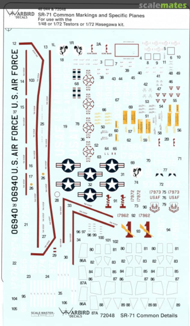 Boxart SR-71 Common Markings and Specific Planes 72048 Warbird Decals