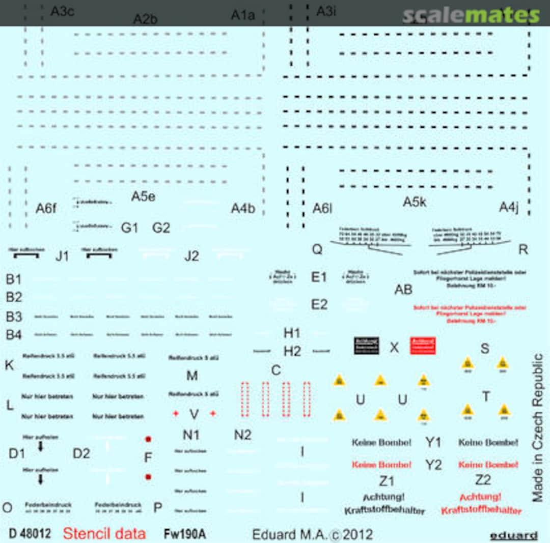 Boxart Fw 190A stencils D48012 Eduard