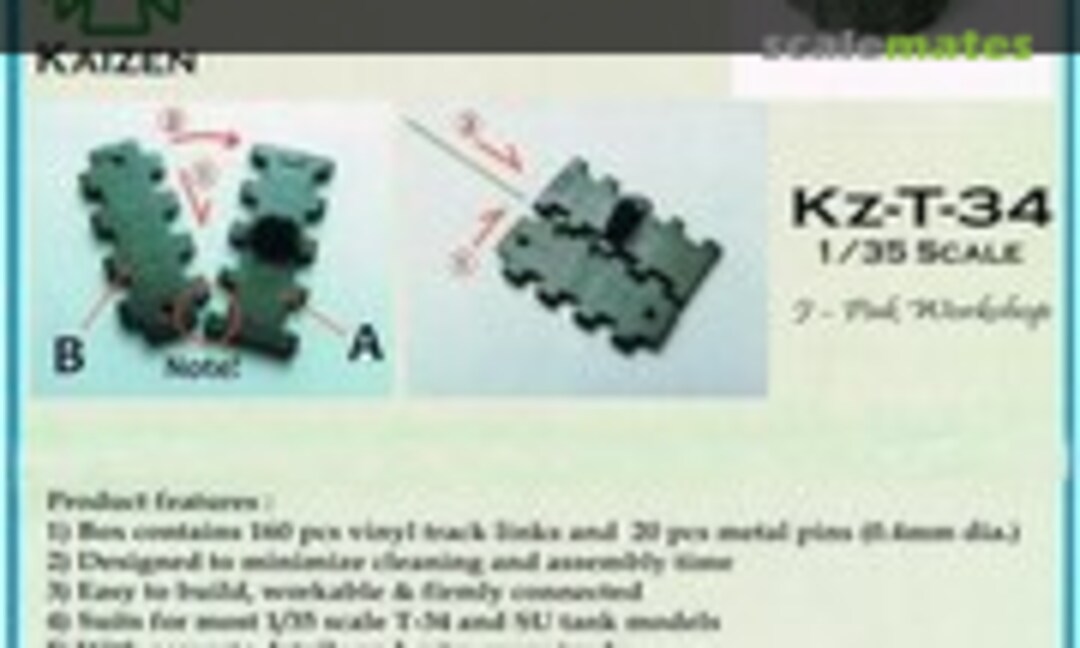 1:35 T-34 500mm Track Model M42 Workable Track Link Set (Kaizen 30005)