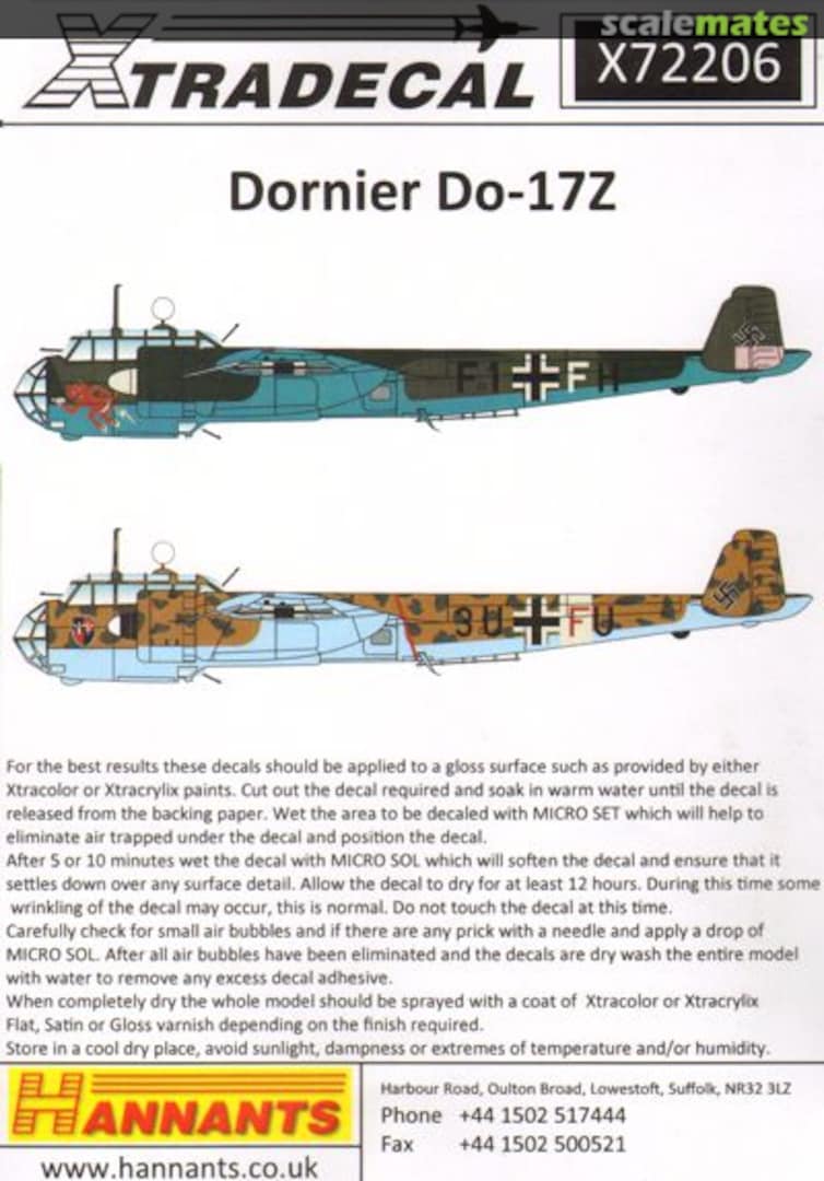 Boxart Dornier Do 17Z X72206 Xtradecal