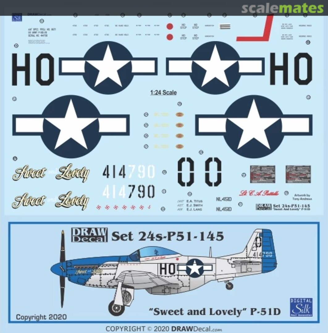 Boxart “Sweet and Lovely” P-51D 24-P51-145 Draw Decal