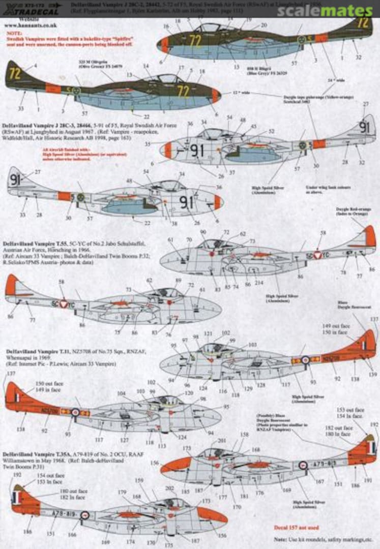 Boxart de Havilland Vampire T.55 Part 1 X72173 Xtradecal