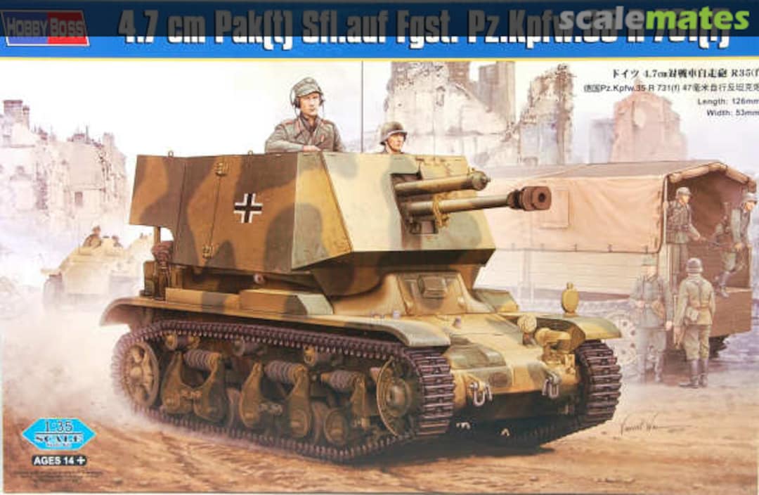 Boxart 4.7 cm Pak 38(t) Sfl. auf Fgst.Pz.Kpfw. 35R 731 (f) 83807 HobbyBoss