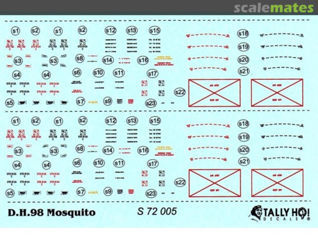 Boxart D.H.98 Mosquito stencils S 72 005 Tally Ho! (CZ)