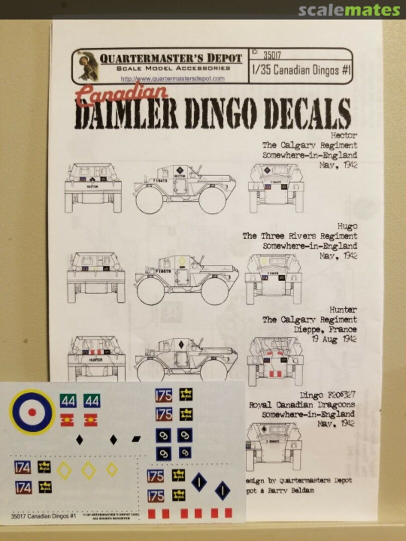 Boxart Canadian Daimler Dingo decals 35017 Quartermaster's Depot