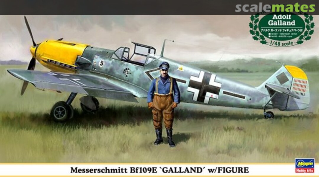 Boxart Messerschmitt Bf109E `Galland´ w/Figure 09879 Hasegawa