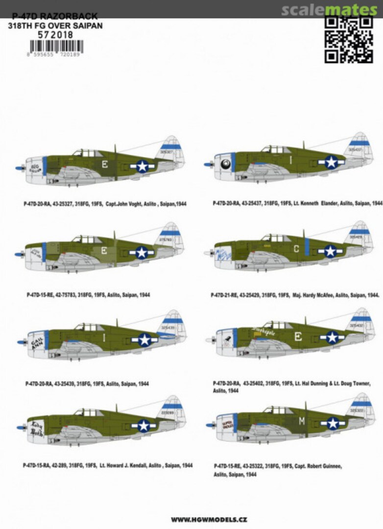 Boxart P-47D Razorback: 318th FG Over Saipan 572018 HGW Models