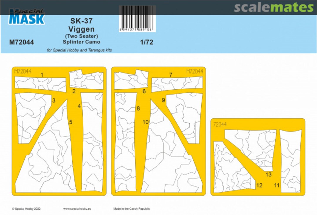 Boxart SK-37 Viggen (Two Seater) - Splinter Camo MASK M72044 Special Mask