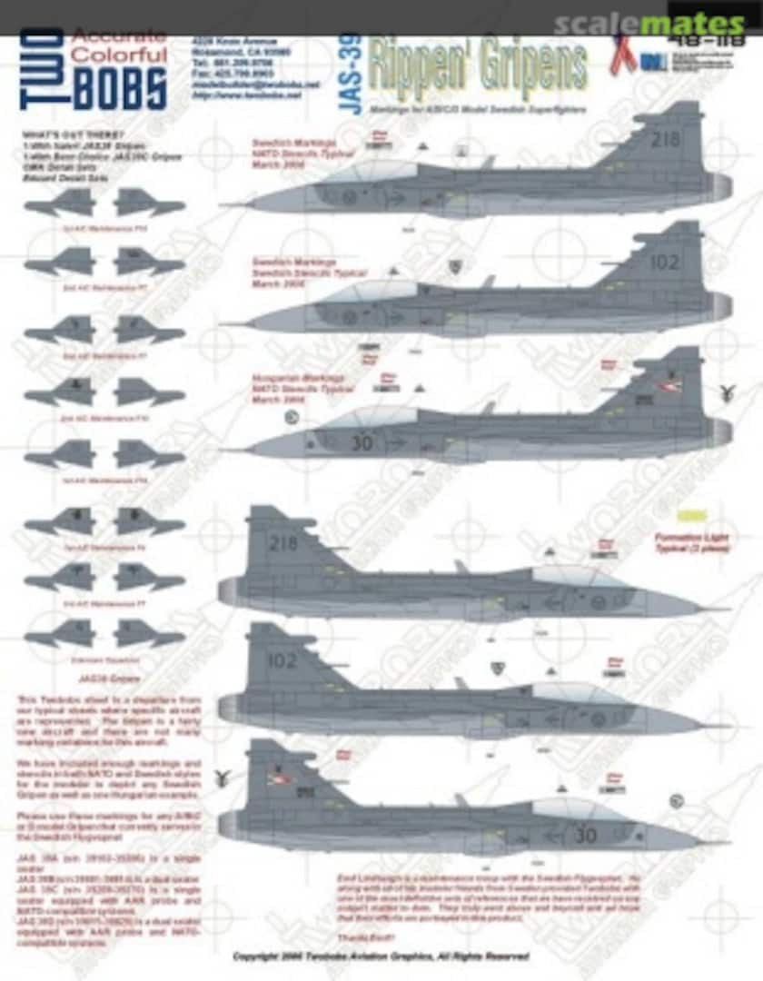 Boxart JAS-39 Rippen' Gripens 48-118 TwoBobs Aviation Graphics