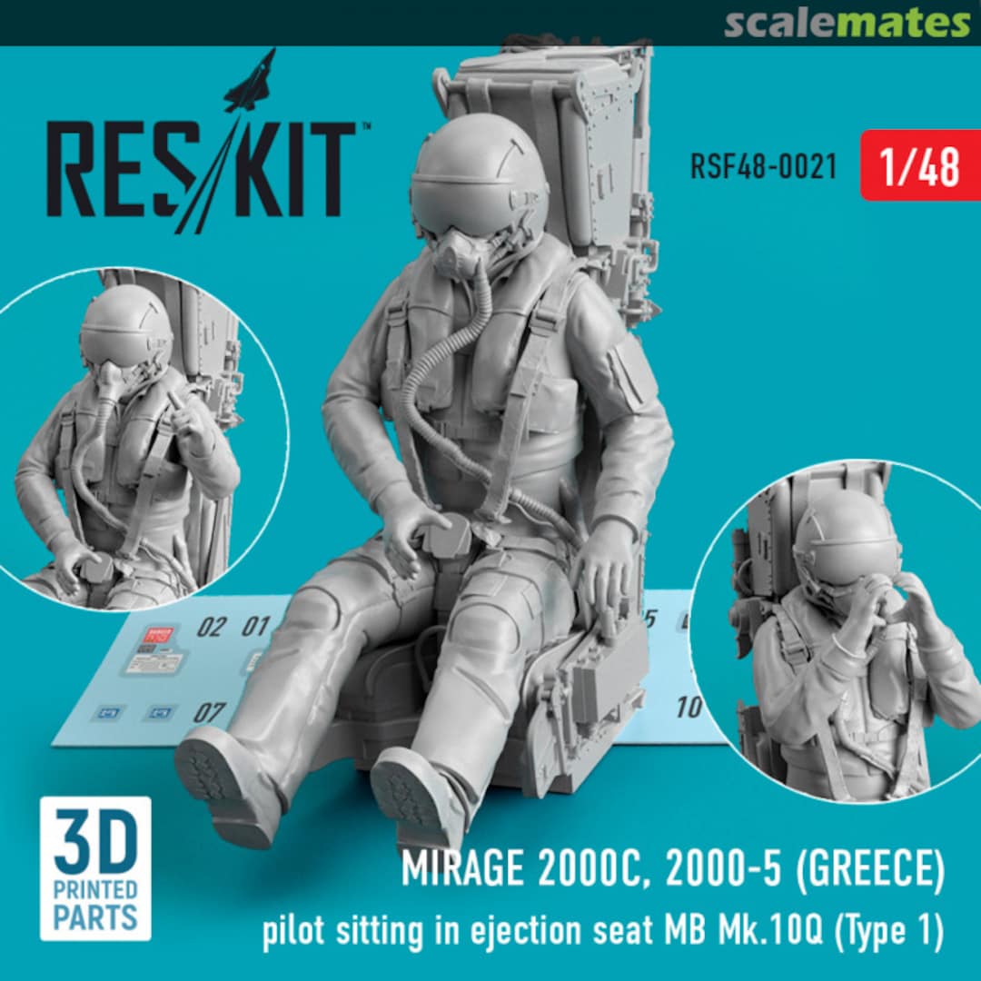 Boxart Mirage 2000C, 2000-5 (Greece) pilot sitting in ejection seat MB Mk.10Q (Type 1) (3D Printed) RSF48-0021 ResKit