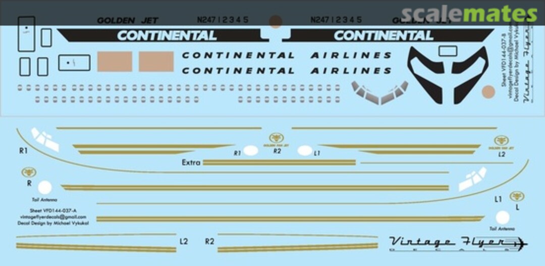 Boxart 727 Continental (Del) VFD144-037 Vintage Flyer Decals