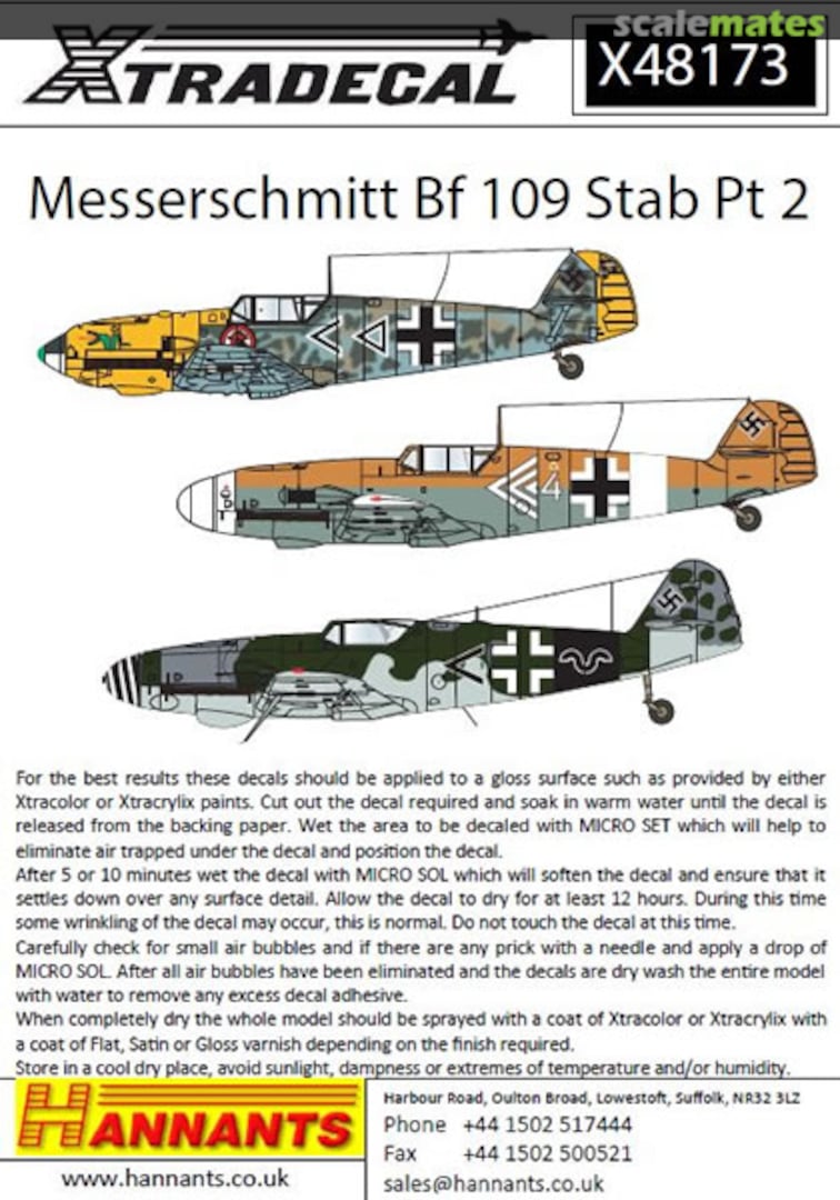 Boxart Messerschmitt Bf 109 Stab Pt. 2 X48173 Xtradecal