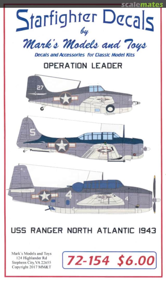 Boxart Operation Leader 72-154 Starfighter Decals