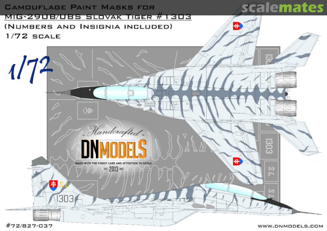 Boxart Tiger Camo MiG-29UB/UBS Fulcrum-B Slovak Air Force Paint Mask Set 72/827-037 DN Models