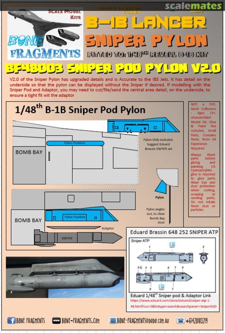 Boxart B-1B Lancer - Sniper Pod Pylon v2.0 BF48003 Bone Fragments