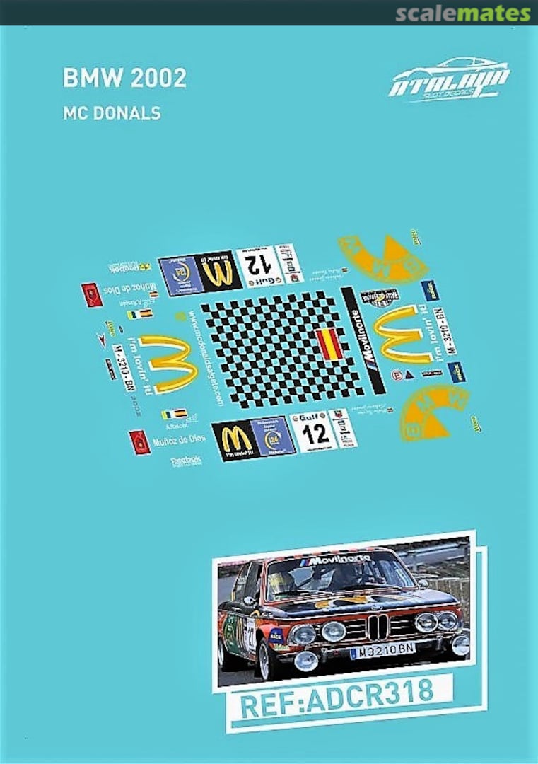 Boxart BMW 2002 [M 3210 BN] "McDonald's" ADCR318 Atalaya Slot Decals