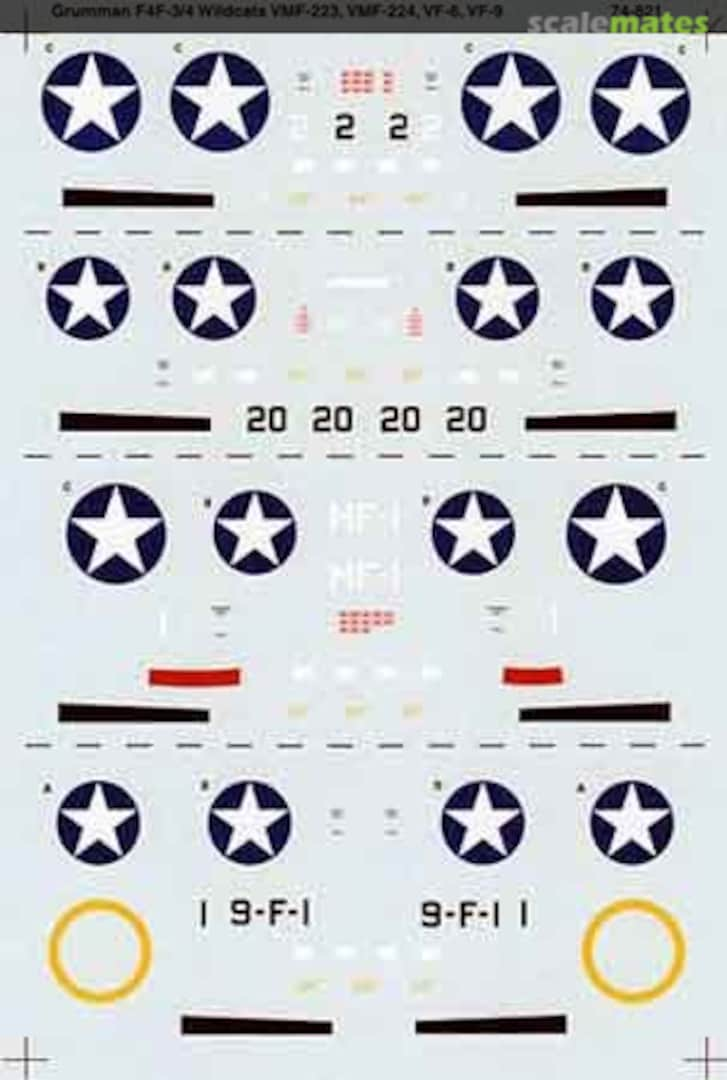 Boxart Grumman F4F-3/4 Wildcats: VMF-223, VMF-224, VF-6, VF-9 72-821 Microscale