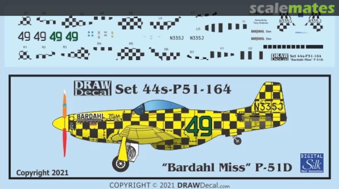 Boxart “Bardahl Miss” P-51D N335J 44-P51-164 Draw Decal