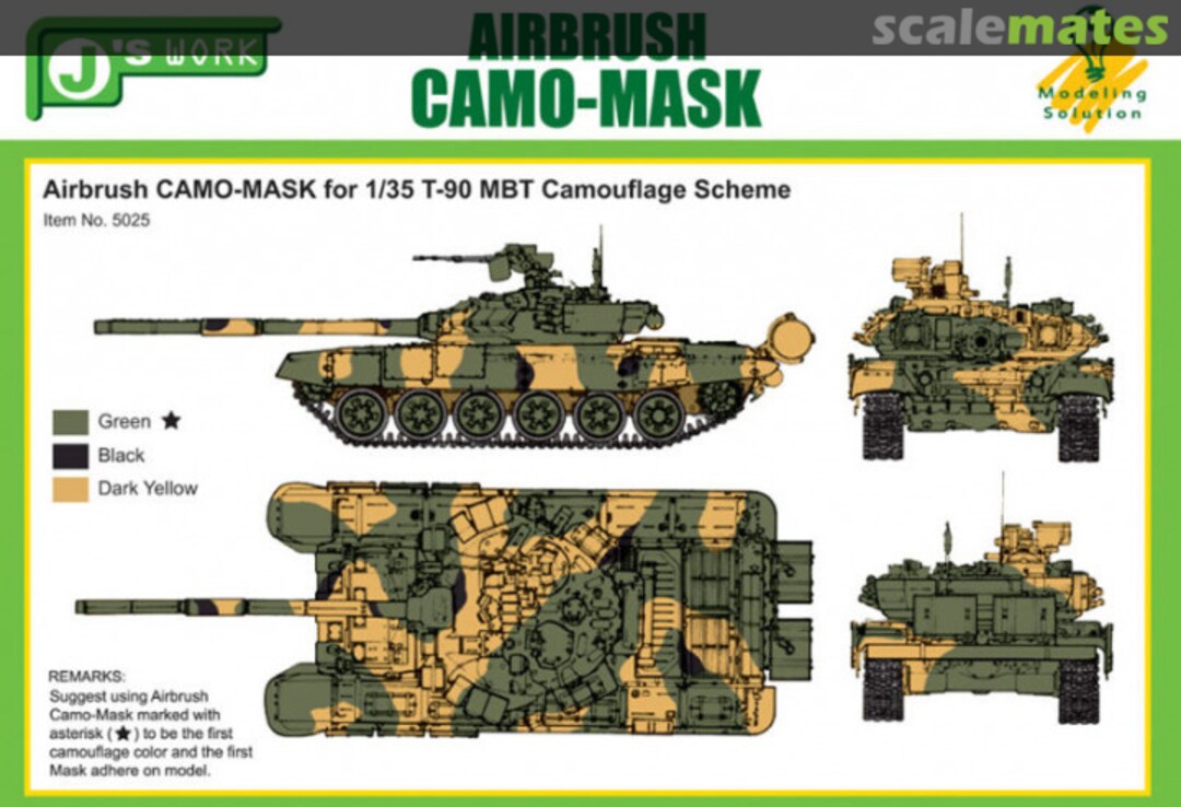 Boxart Airbrush CAMO-MASK T-90 MBT PPA5025 J's Work