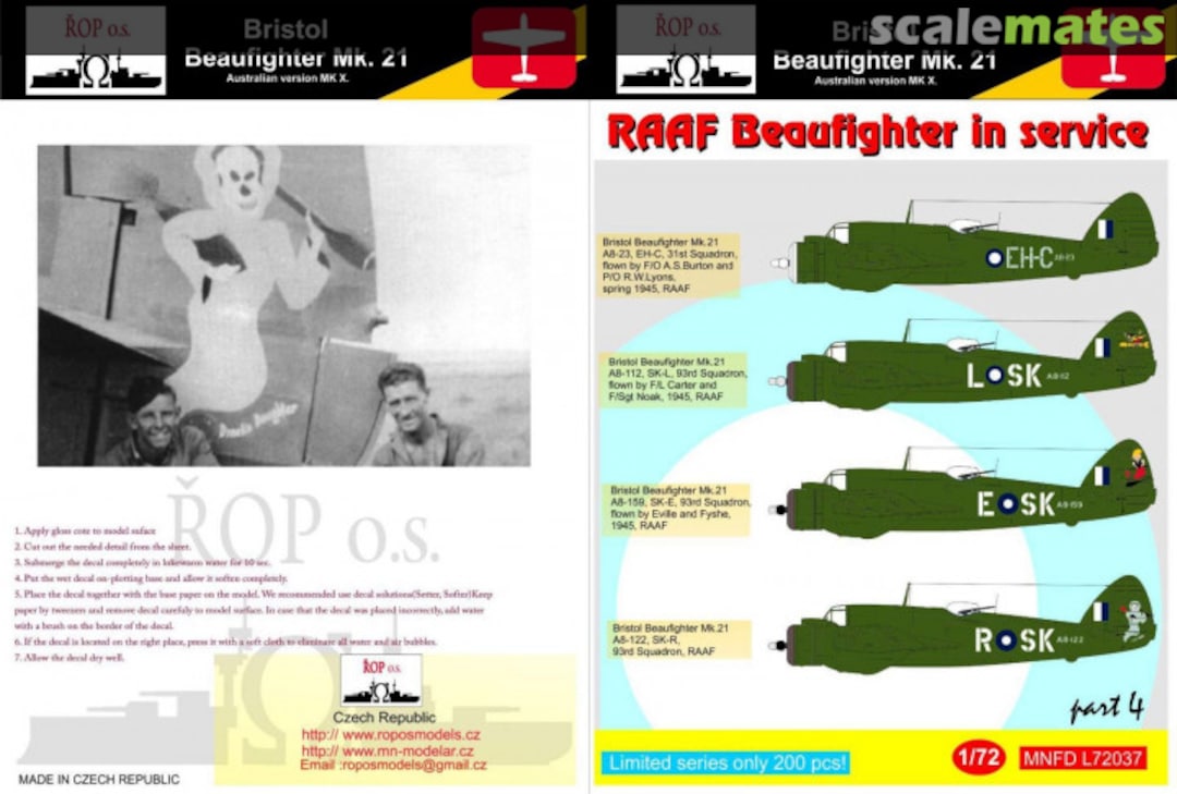 Boxart RAAF Beaufighter in service MNFD L72037 ROP o.s.