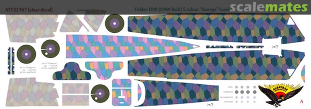 Boxart Fokker D.VII (OAW built) 5 colour 'lozenge' fuselage (new fuselage set) ATT32167 Aviattic