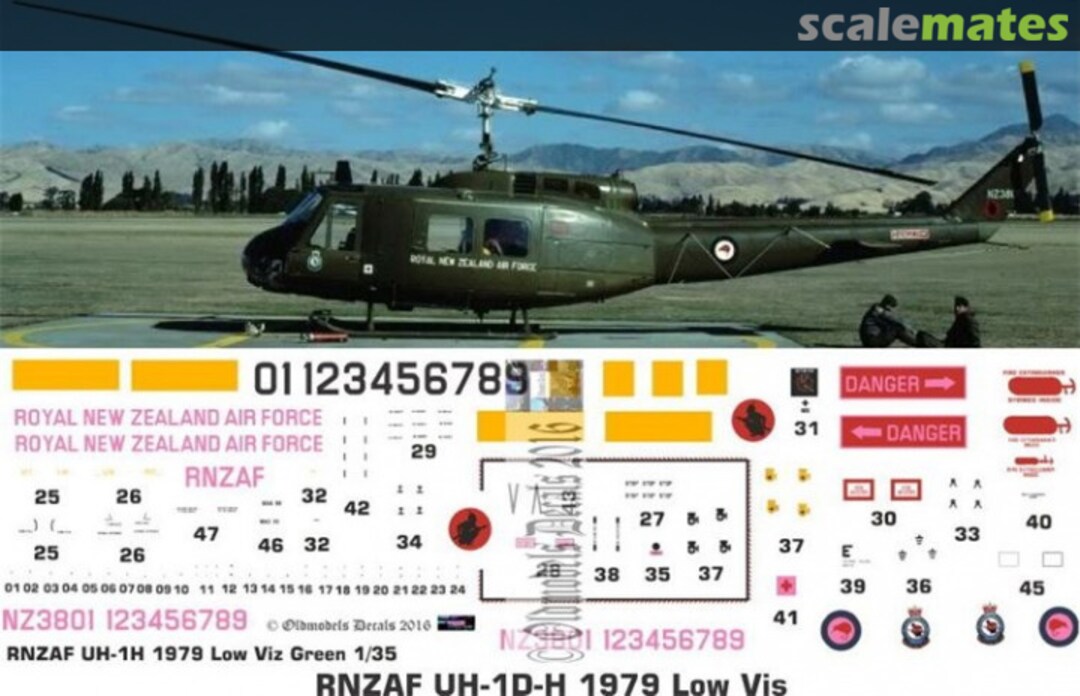 Boxart RNZAF UH-1D/H Iroquois 1979 Low Viz OMD0362 Oldmodels Decals