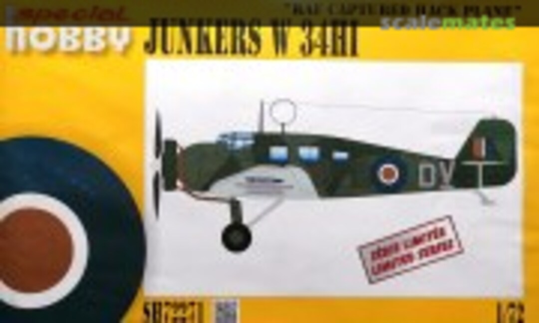 1:72 Junkers W 34Hi &quot;RAF Captured Hack Plane&quot; (Special Hobby SH72271)