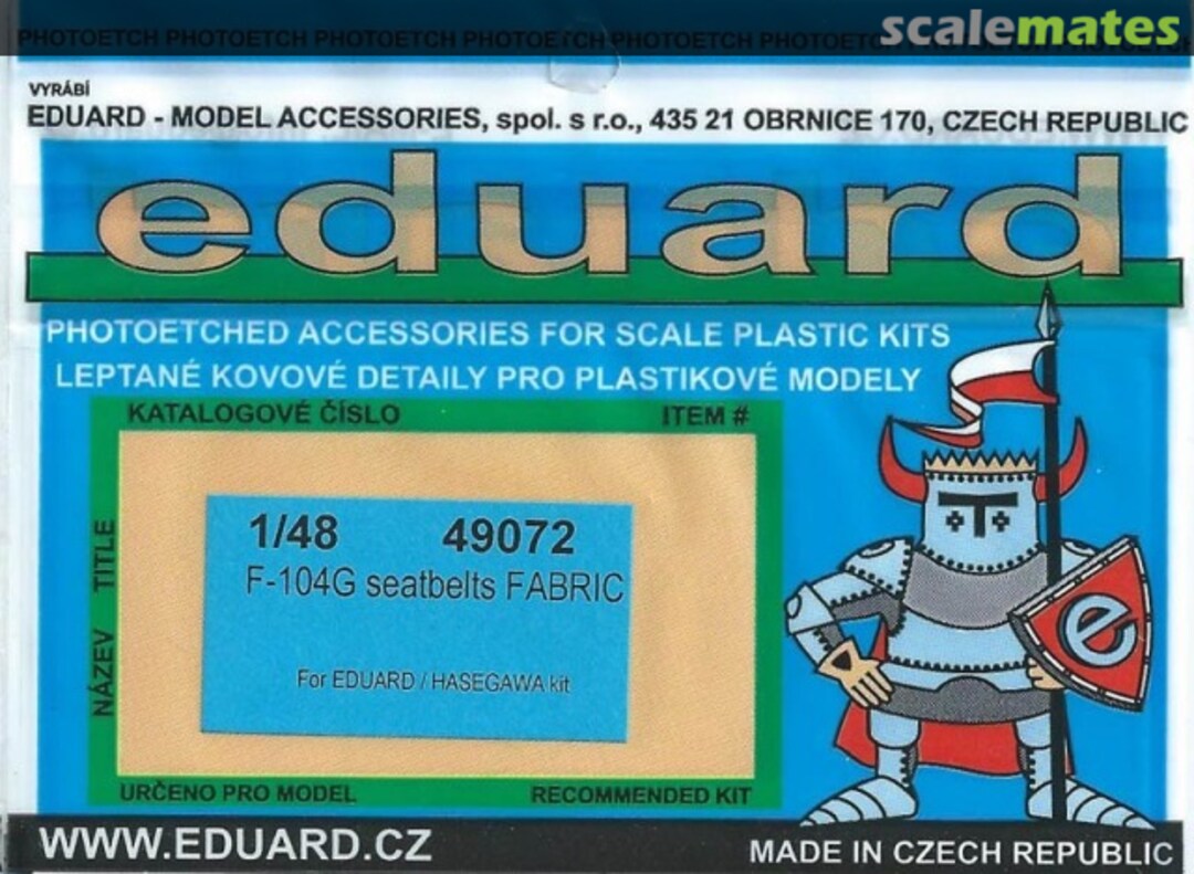 Boxart F-104G seatbelts FABRIC 49072 Eduard