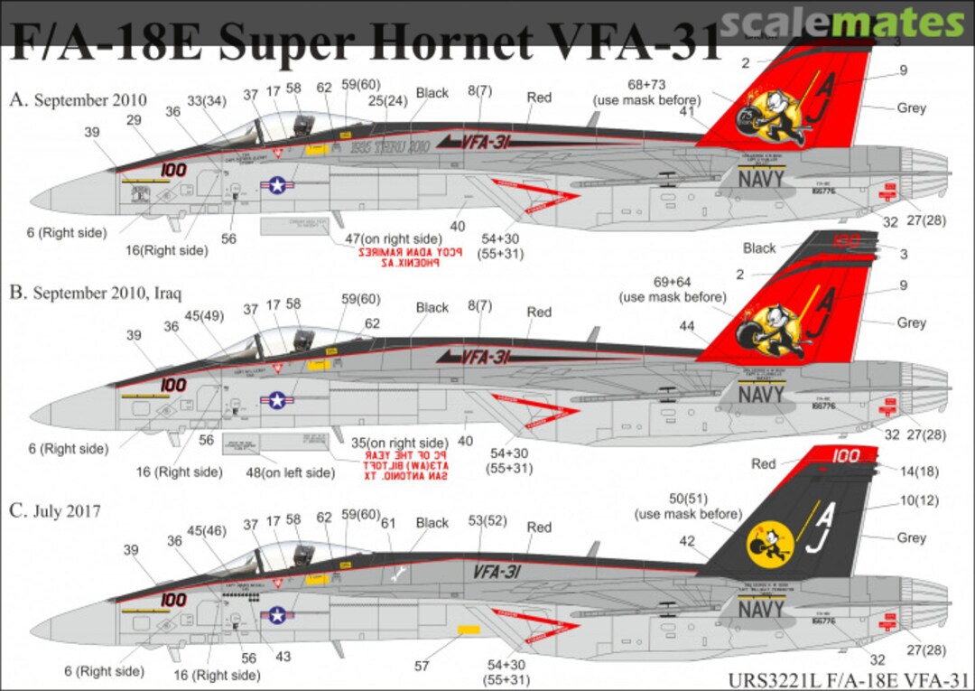 Boxart F/A-18E Super Hornet VFA-31 CAG (Black & Red Tail) URS3221L UpRise