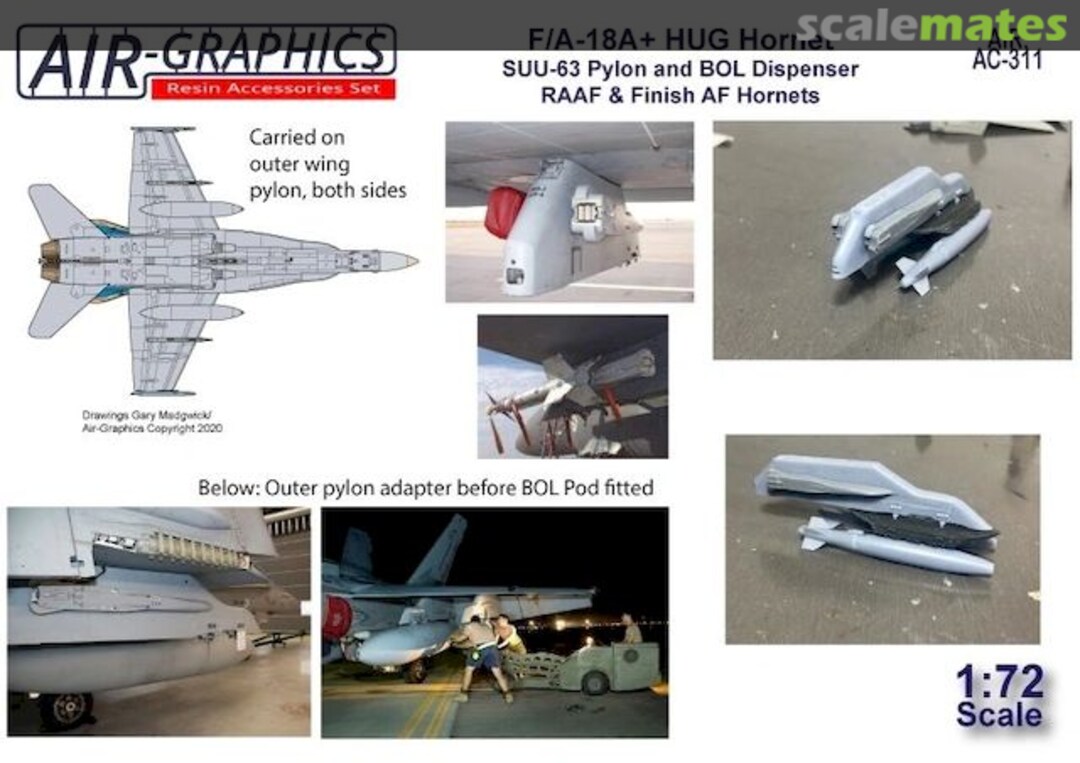 Boxart F/A-18 HUG+ Hornet SUU-63 Plyon and BOL Dispenser AC-311 Air-Graphic Models