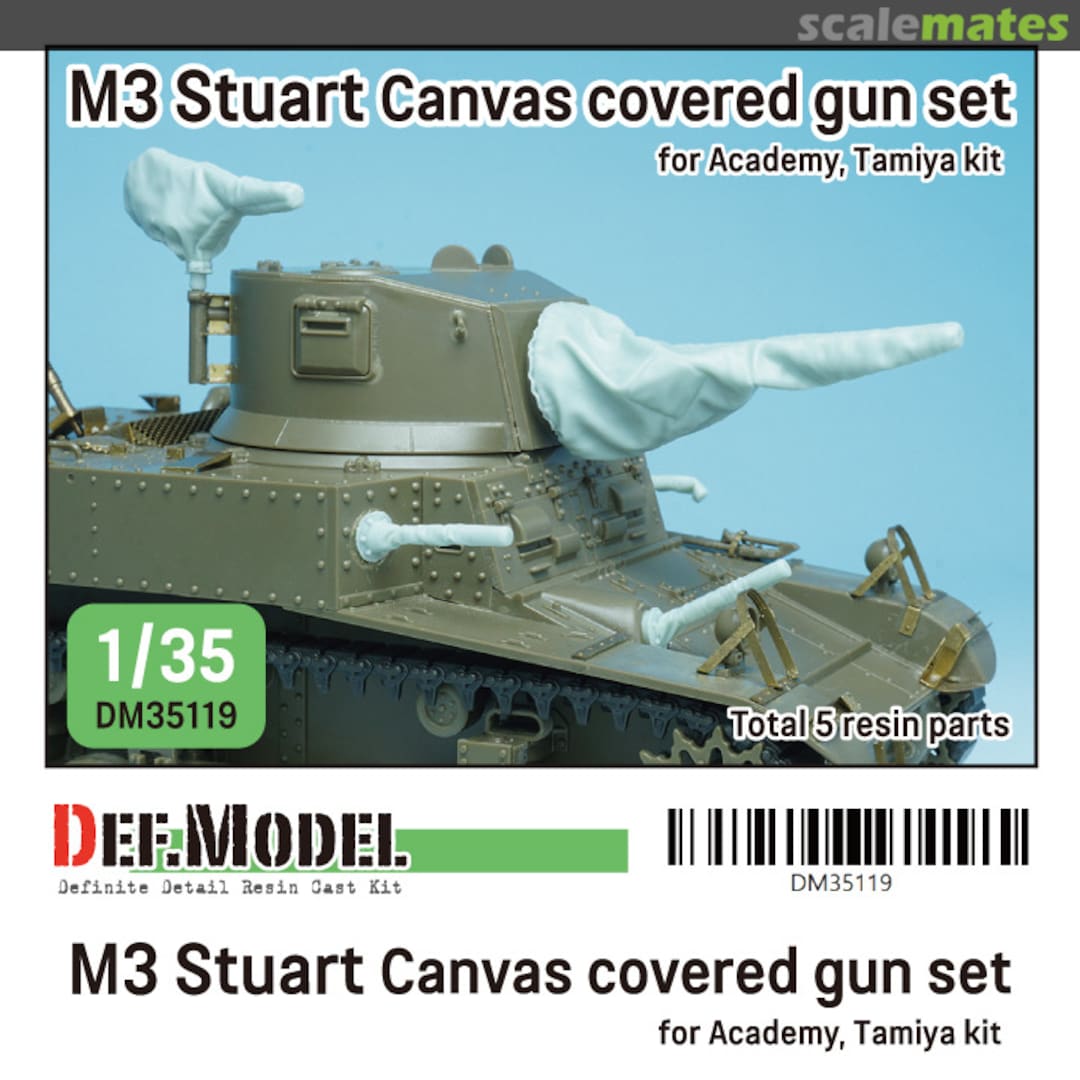 Boxart US M3 Stuart Canvas covered gun set DM35119 Def.Model