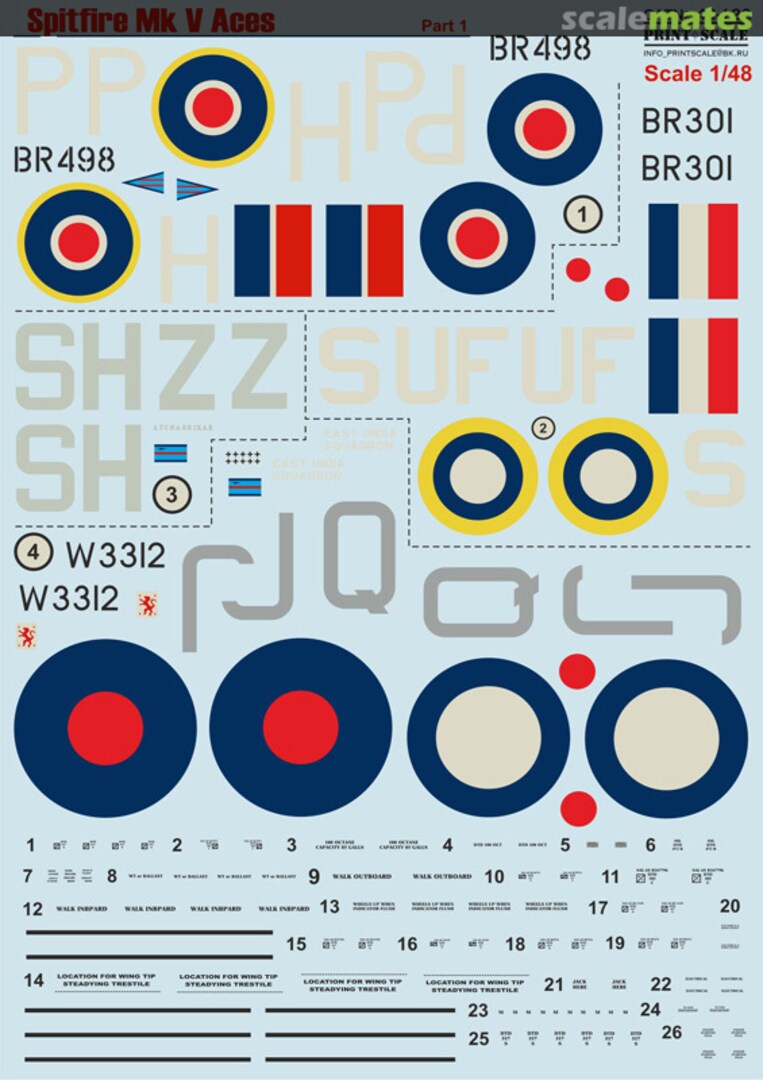 Boxart Spitfire Mk.V Aces 48-122 Print Scale