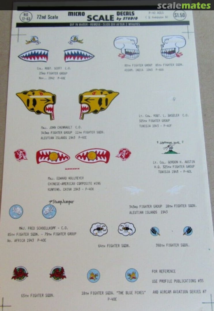 Boxart P-40 Aces (B through N) 72-63 Microscale