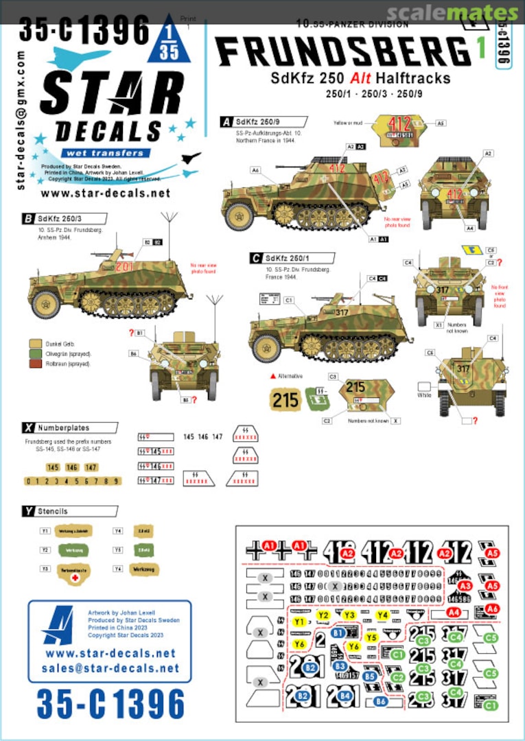 Boxart Frundsberg # 1 - SdKfz 250 Alt Halftracks 35-C1396 Star Decals