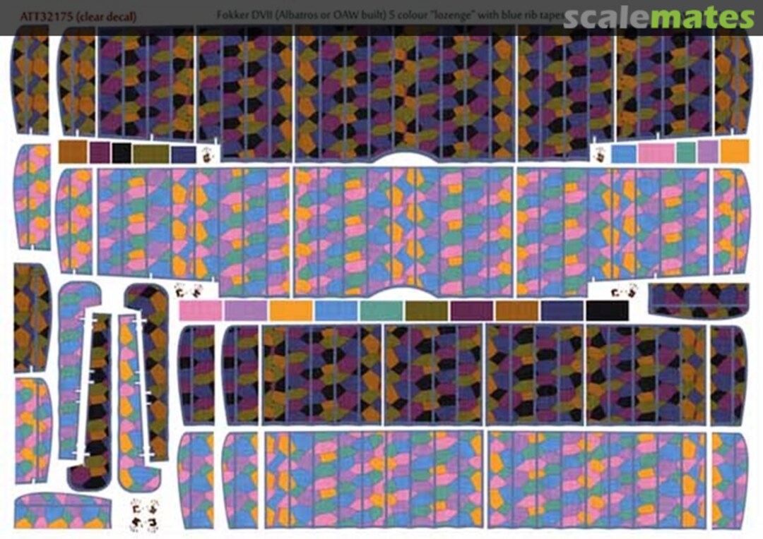 Boxart Fokker D.VII (Albatros or OAW built) 5 colour 'lozenge' with blue rib tapes ATT32175 Aviattic