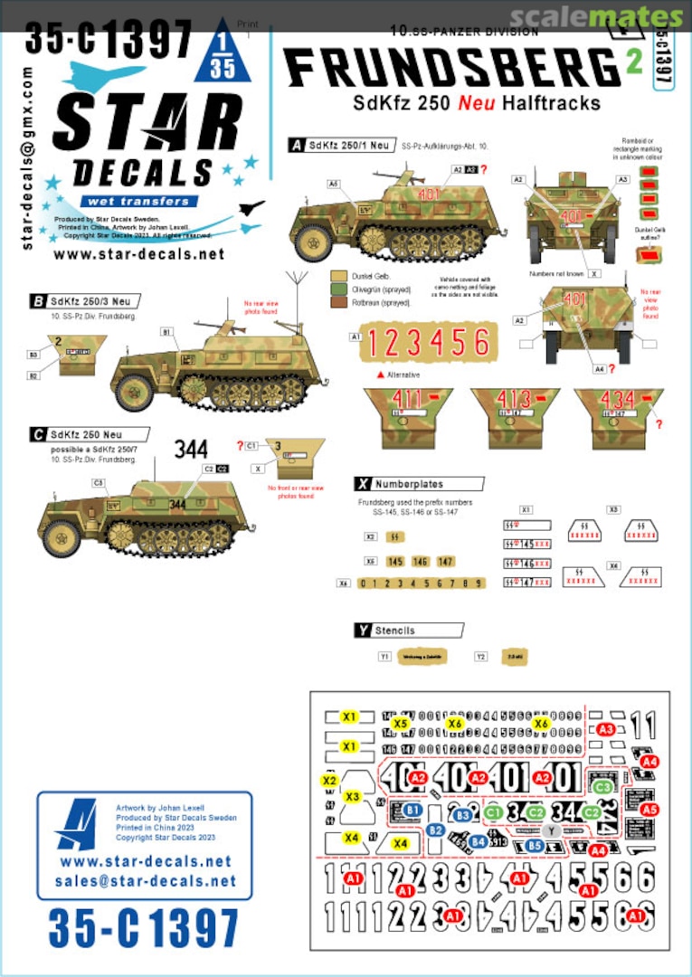 Boxart Frundsberg # 2 - SdKfz 250 Neu Halftracks 35-C1397 Star Decals