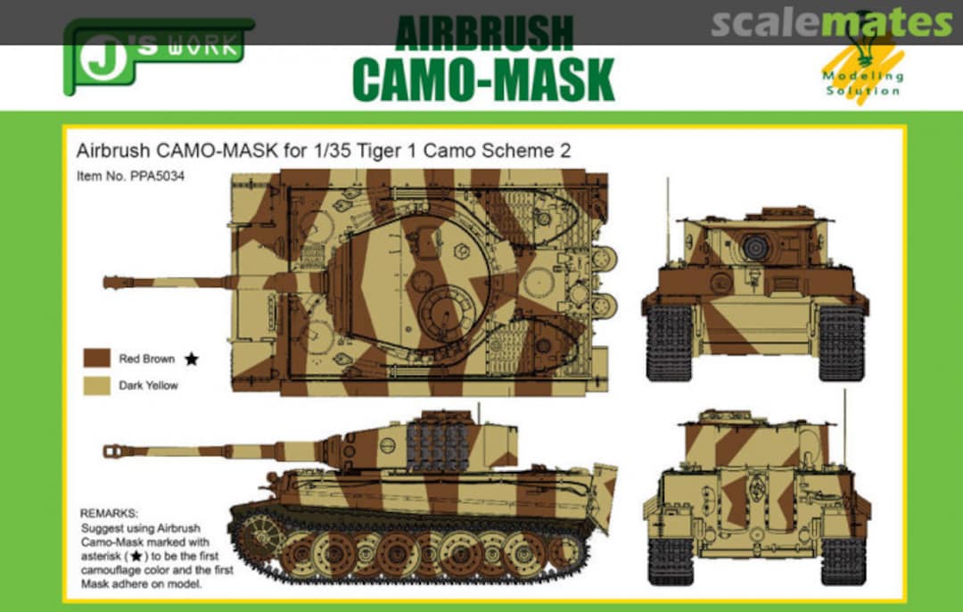 Boxart Airbrush CAMO-MASK Tiger I Camo Scheme 2 PPA5034 J's Work