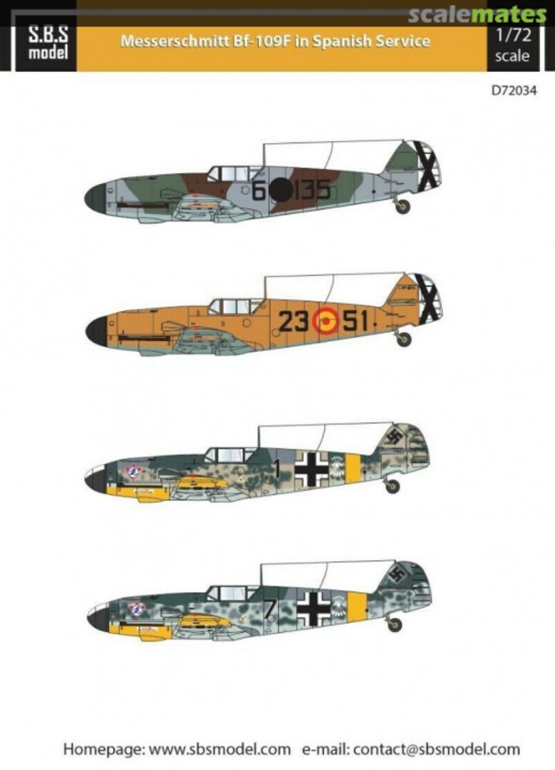 Boxart Messerschmitt Bf109F in Spanish Service D72034 SBS Model