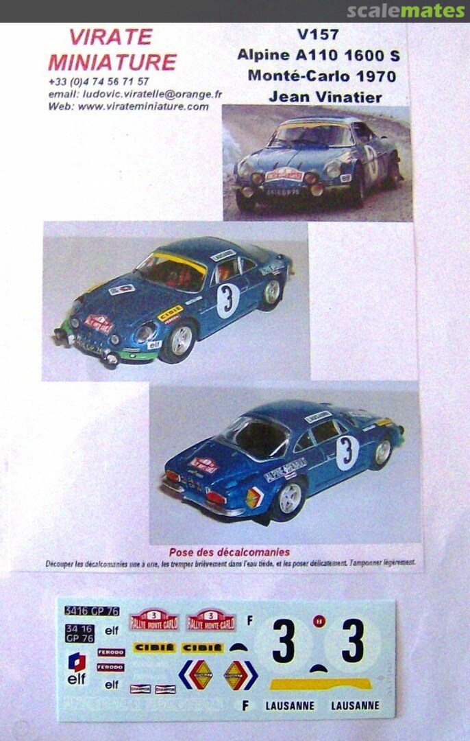 Boxart Alpine-Renault A110 1600 (3416 GP 76) "elf" V157 Virate Miniature