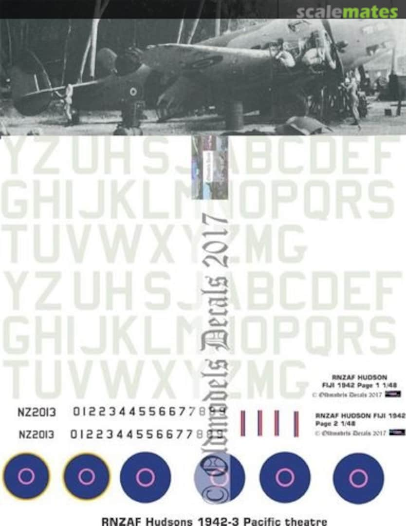 Boxart RNZAF Lockheed Hudson 1942-43 Pacific theatre OMD0163 Oldmodels Decals