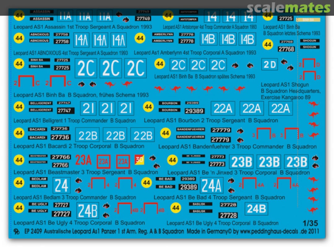 Boxart Australische Leopard Panzer EP 2409 Peddinghaus-Decals