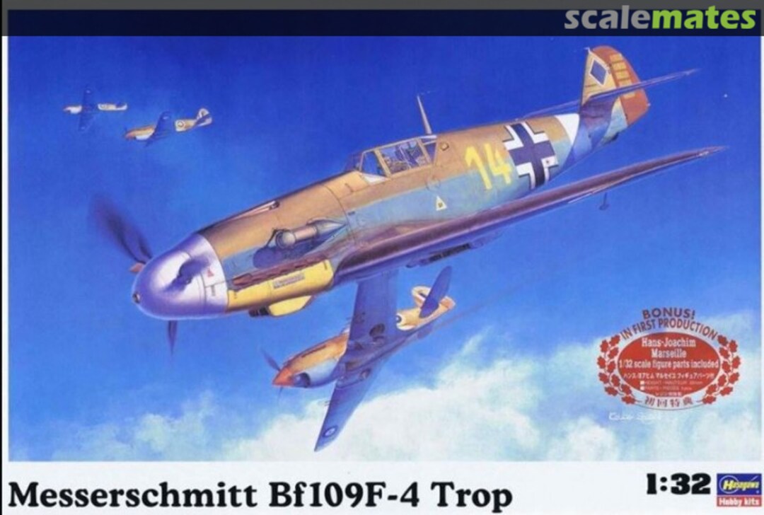 Boxart Messerschmitt Bf109F-4 Trop `Marseille´ w/Figure 08881 Hasegawa