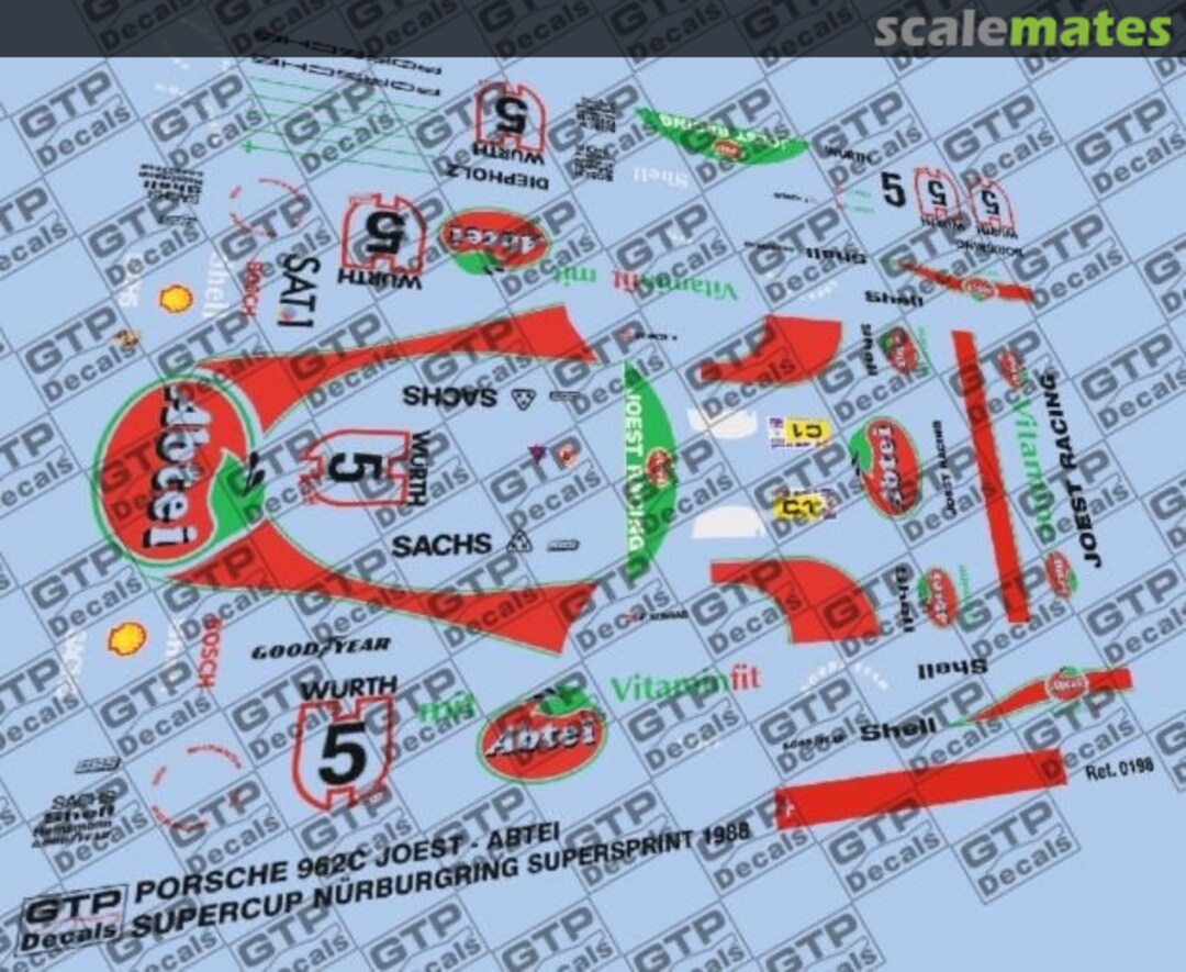 Boxart Porsche 962C Joest Racing - Abtei - Supercup Nurburgring Supersprint 1988 0198.24 GTP Decals